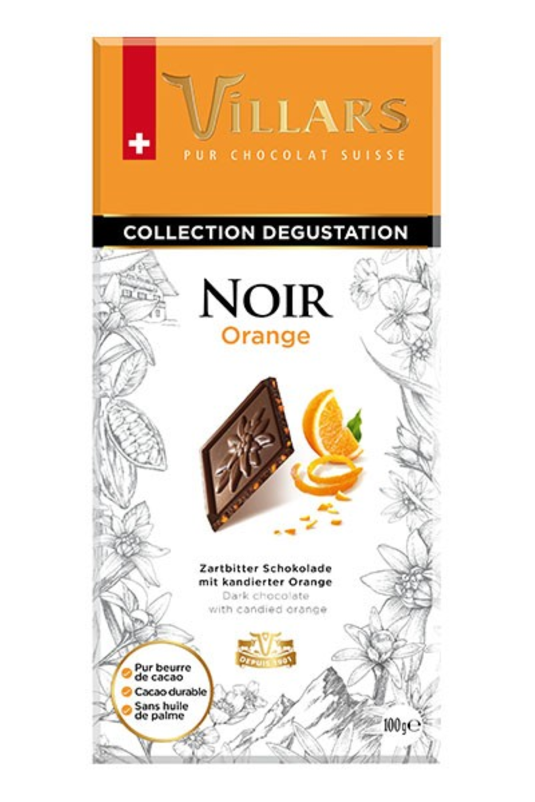 VILLARS CHOCOLATE DARK ORANGE 100G